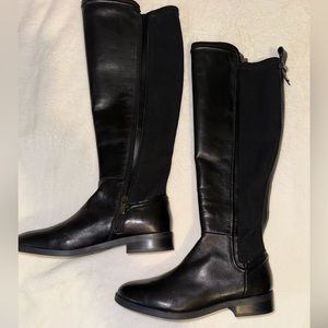 Marc Fisher Shiane tall black leather boots. Zip. Size 6.5 6 1/2. Wide calf.
